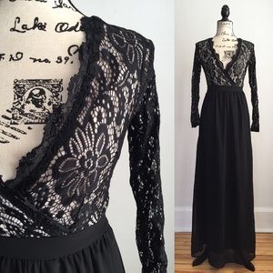 ASOS Club L Long Sleeve Lace Scallop Maxi Dress